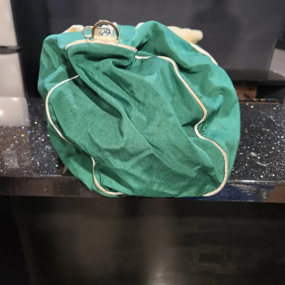 VTG 60s? LL Bean Script Sawtooth Green Duffle Gym Bag Full Zip 1960s‎ USA Made